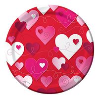 Creative Converting 8 Count Sturdy Style Round Paper Plates, 8.75", Hearts and Swirls