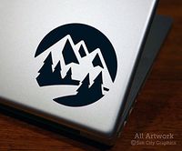 Mountain Scene (Nature) Decal - Laptop Decal, Tablet Decal (4 inches wide, Custom Color)