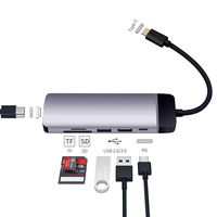 USB C Hub Adapter for MacBook, 6 in 1 Type C Hub Adapter PD Power Delivery, 4k HDMI, 2 USB 3.0 Ports, SD/TF Card Reader (6 in 1 Type c hub)