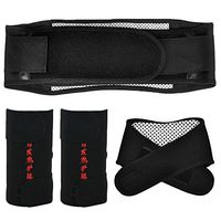3 PCS Adjustable Elastic Self Heating Magnetic Therapy Belt Kit 1 Back Waist Lumbar Support Brace Belt Lower Pain Massager Strap + 1 Neck Belt + 1 Pair Knee Support Belt Size M