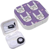 Portable Contact Lens Case Box Travel Kit Mirror + Bottle + Tweezers Container Holder [ Cute Bunny ]