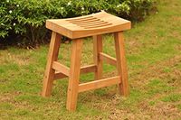 WholesaleTeak New Grade A Teak Wood 16" Single Curved Seat Shower/Bath Room/Pool/Spa Stool Bench #WHAXSCSB