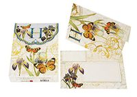 Punch Studio Floral Monogram Pouch Note Cards- #56976H (Letter H)