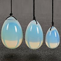 OUYAWEI 3PCS/Set White Opalite Yoni Eggs Jade Egg with Cords Gemstone Massage Ball for Exercise Pelvic Vaginal Muscle Care Stone