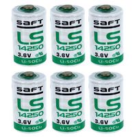 6x SAFT LS14250 1/2 AA STD 3.6V Lithium Thionyl Chloride Battery For Fleet Monitoring, Tracking Devices for Hunting Dogs, Carbon Monoxide Detectors, Smart Utility Metering, Emergency Backup