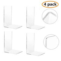 CY craft 4 Pieces Bookends,Clear Acrylic Bookends for Shelves,Heavy Duty Book Ends and Desktop Organizer,Book Stopper for Books/Movies/CDs,7.3 ×4.8× 4.8 inch