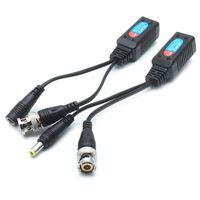 Sscon 1 Pair Passive Video/Power/Data & Audio Balun 1080P-8MP BNC to RJ45 Adapter Long Distance Network Transceiver Cat5e/Cat6 Cable to BNC Connectors for Full HD Security Surveillance Camera System