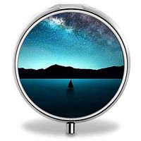 Compact 3 Compartment Medicine Case, IMLONE Customized Starry Sky Pill Organizer Metal Pill Box Pill Container for Purse, Travelling and Daily Needs