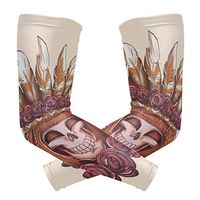 LEVEIS Day of The Dead Sugar Skull Arm Sleeves UV Protection for Men Women Sunblock Protective Gloves Running Golf Cycling Driving Long Arm Cover 1 Pair
