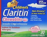 Children's Claritin 24 Hour Non-Drowsy Allergy  Bubblegum Chewable Tablet, 5 mg, 30 Count, Pack of 3