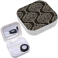 Portable Contact Lens Case Box Travel Kit Mirror + Bottle + Tweezers Container Holder [ Damask ]