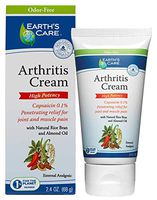 Earth's Care Arthritis Cream with 0.1% Capsaicin, No Parabens, Colors or Fragrances, Odor Free 2.4 OZ. (2 Tubes)
