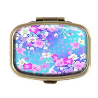 Top A Flowers Custom Personalized Square Pill Box Decorative Box Vitamin Container Pocket Or Wallet (Flowers-9)