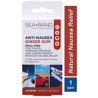 Sea-Band Anti-Nausea Ginger Gum For Motion & Morning Sickness, 24 Pieces