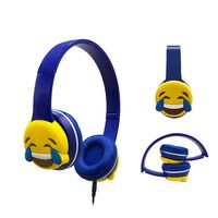 Cute Emoji Headband Stereo Headphones with Microphone Portable Wired Headset for Mobile Phone Mp3 Music (TEARS)