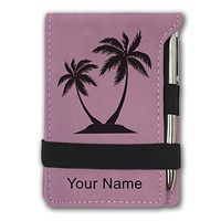 Mini Notepad, Palm Trees, Personalized Engraving Included (Pink)