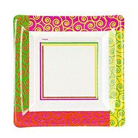 Hanna K. Signature Collection 12 Count "Razzle Dazzle" Square Paper Plate , 7-Inch