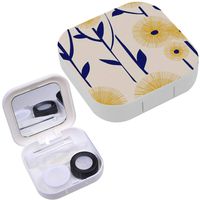 Portable Contact Lens Case Box Travel Kit Mirror + Bottle + Tweezers Container Holder [ Retro Floral ]