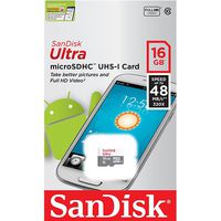 5 PACK - SanDisk Ultra 16GB UHS-I Class 10 MicroSDHC Memory Card Up to 48mb/s SDSQUNB-016G LOT OF 5 with USB 2.0 dual slot MicroSD & SD Memory Card Reader 