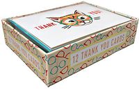 Molly & Rex Boxed Set of 12 Thank You Blank Cards, Nerdy Cat with Glasses, 12291