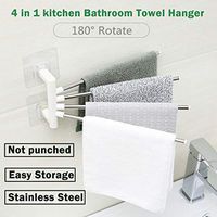 Xisheep Towel Rack Hook, 4 in 1 Rotate Punch Free Kitchen Multifunction Bathroom Towel Hanger Rack Bathroom Products Home Decorations, for Home DIY White