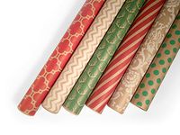 Note Card Cafe Bella Kraft Christmas Wrapping Paper | 6 Pack | 30 x 120 inch Rolls | Elegant, Minimalist Designs | Holidays, Christmas, Gifts, Presents, Exchanges, Showers | Recyclable, Biodegradable