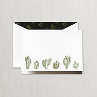 Crane & Co. Engraved Cactus Note with Lined Envelopes- Pack of 20 Cards