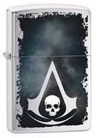 Zippo Lighter: Assassins Creed Logo and Skull - Brushed Chrome 79299