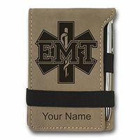 Mini Notepad, EMT Emergency Medical Technician, Personalized Engraving Included (Light Brown)