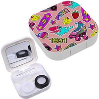 Portable Contact Lens Case Box Travel Kit Mirror + Bottle + Tweezers Container Holder [ Colorful Elements Skateboard ]
