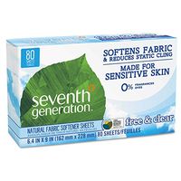 UNILEVER US, INC. Natural Fabric Softener Sheets, Free & Clear, 80/Box, 12 Box/Carton, New
