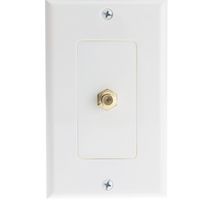 CableWholesale White Decora Wall Plate with F-Pin Female Coupler with F-Pin Coax Cable Wall Plate