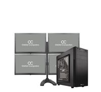 Complete Trading Computer System - Trading Computer + 4-Monitors + Quad Monitor Stand - Intel Core i7 8700, 4x1080p Monitors, Metal Quad Stand