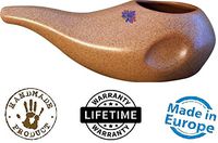 Sattvic Path Ergonomically Designed Hand-made Ceramic Neti Pot, Clay Brown