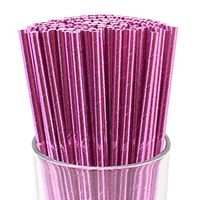 Just Artifacts 100pcs Premium Biodegradable Solid Paper Straws (Solid, Metallic Baby Pink)