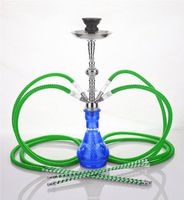4 hose 21" Arabic Blue Hookah Shisha Nargila water glass vase pipes smoke sale