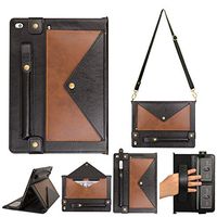 elecfan iPad Mini 4th Gen Case with Pencil Holder, with Hand Straps Case Auto Wake/Sleep Case Wallet File Folio Pocket PU Leather Cover for iPad Mini 5/4/3/2/1 7.9 inch - Coffee/Black