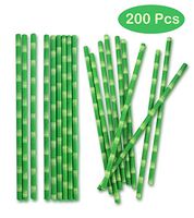 Finico 200 Pieces Biodegradable Paper Straws Bamboo Paper Straws, Drinking Decoration Straws