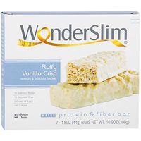 WonderSlim Low-Carb 15g Protein Diet Bar - Fluffy Vanilla Crisp - High Fiber Weight Loss Snack Bar - Gluten Free (7 Count)