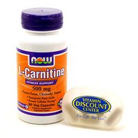 Bundle – 2 Items : 1 Bottle of Carnitine 500Mg by Now Foods - 60 Caps and 1 VDC Pill Box