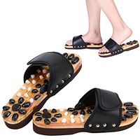 Massage Shoes Natural Stone Massage Shoes Foot Reflexology Accupressure for Foot Care at Home(41-Black)