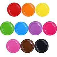 Aneco 100 Piece 7 Inches Multicolor Paper Plates Disposable Plates Party Plates for Party, DIY