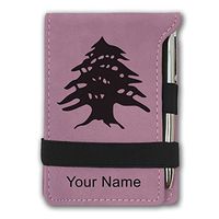 Mini Notepad, Flag of Lebanon, Personalized Engraving Included (Pink)