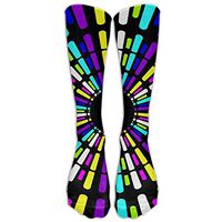 Neon Colored Music Stripes Women's Compression Socks Popular Athletic Socks High Stockings Unisex Anti-odor Running Long Sock For Men And Women