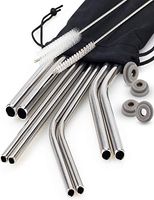 Chefast Stainless Steel Drinking Straws - 4x2 Combo Kit - Reusable Metal Straws for Everything From 30 oz Yeti Tumblers to Thick Smoothies - Cleaning Brushes, Silicone Rings, and Long Case Included