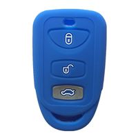 Navy Blue 3 Buttons Silicone Key Fob Case Cover Jacket Key Skin fit for Kia Hyundai