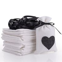 30pcs Burlap Bags Gift Pouches Heart Small Candy Jewelry Storage Package Sack for Wedding Bridal Shower Birthday Party Christmas Valentine's Day Favors DIY Craft, 5.5x3.7 inch (Black)