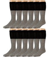 Yacht & Smith 12 Pair of Diabetic Socks, Nephropathy Socks, Colored Diabetic Socks Thermal, Gray with Black Top (Womens (9-11), Gray with Black Top)