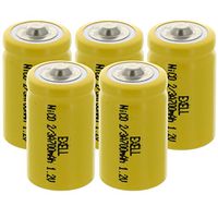 5x 2/3A Size 1.2V NiCD Button Top Rechargeable Batteries for meters, radios, hybrid automobiles
