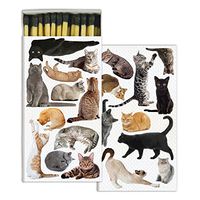 HomArt Large Decorative Cat Pack Candle and Fireplace Wood Matches (Set of 6)